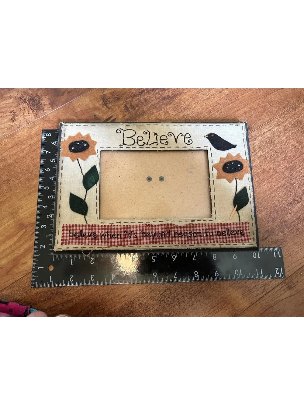 Believe Decorative Photo Frame with Floral and Bird Design